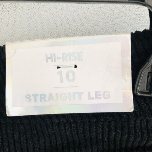 TINSELTOWN WOMENS JEANS SIZE 10 HIGH RISE STRAIGHT LEG BLACK COURDUROY FASHION - Picture 9 of 10